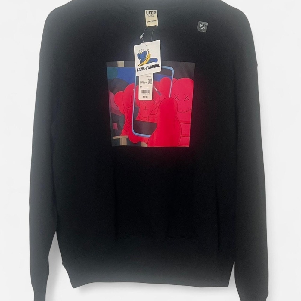 Uniqlo UT KAWS x Warhol Sweatshirt Black XS New 476119 Crewneck Graphic Pullover